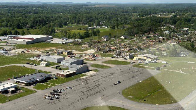 Tornado damage in London, Kentucky