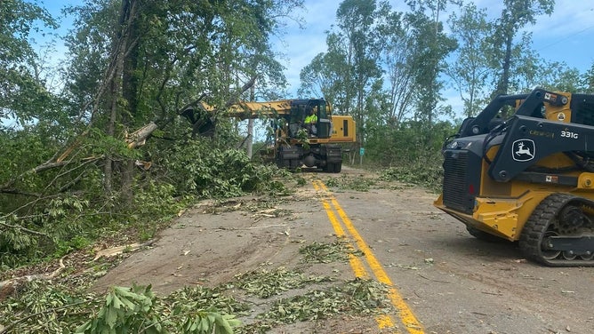 Storm damage in Pulaski County, Kentucky.
