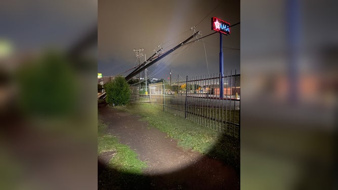 Wind from severe storms take down power lines in Austin on Wednesday, May 28, 2025.