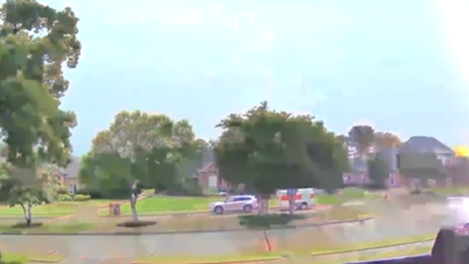 Lightning onslaught   caught connected  location  information    camera hitting a location  successful  Colleyville, Texas connected  Monday, May 5, 2025.