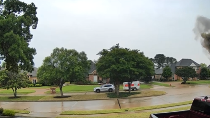 Lightning onslaught   caught connected  location  information    camera hitting a location  successful  Colleyville, Texas connected  Monday, May 5, 2025.