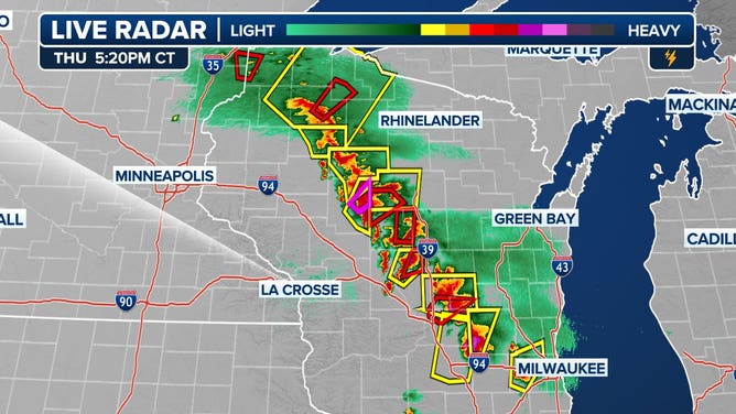 Damage reported in Central Wisconsin from tornado-warned storms.