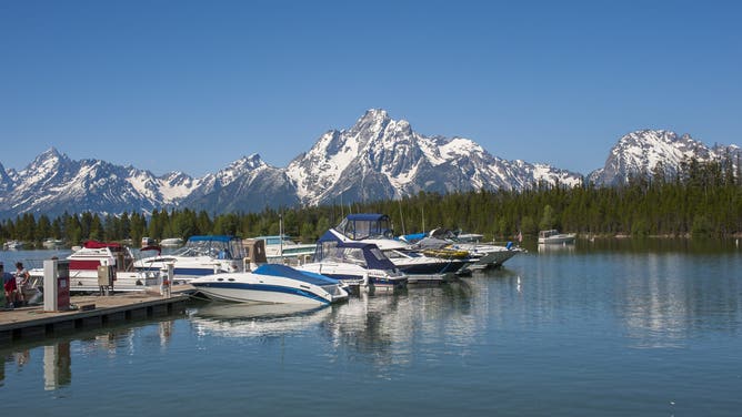 UNITED STATES - 2011/07/10: The Colter Bay Marina on Jackson Lake in the Grand Teton National Park, Wyoming, United States.