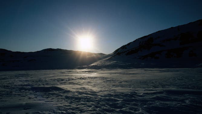 CANADA - CIRCA 2003: Midnight sun over Nunavut Territories, Melville Peninsula, Canada.