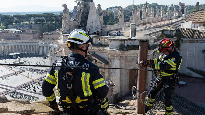 A Temporary Chimney Is Erected On The Roof of The Sistine Chapel For Conclave