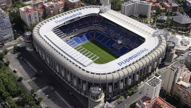 Photo of Santiago Bernabéu Stadium in Madrid, Spain.