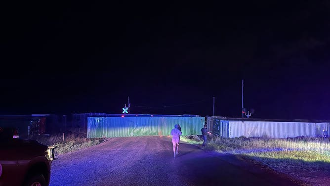 This image shows a train that was derailed during a Tornado Emergency in Greensburg, Kansas.