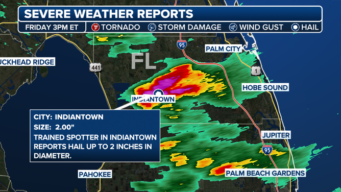Large hail reported in Martin County, Florida on 5/23/2025.