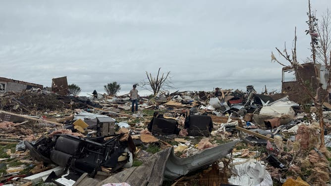 Extensive damage in London, Kentucky near the Davis family home following the deadly May 16, 2025 tornado.
