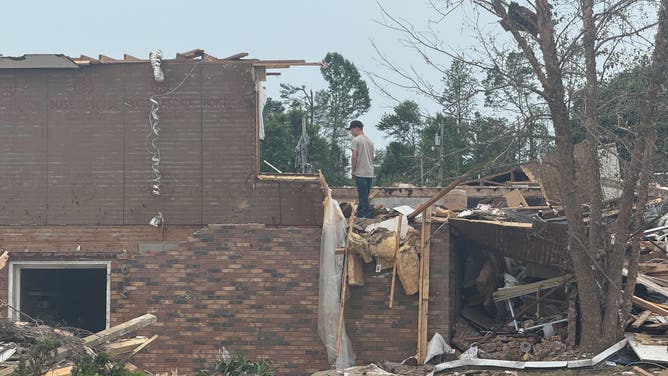 Extensive damage in London, Kentucky near the Davis family home following the deadly May 16, 2025 tornado.