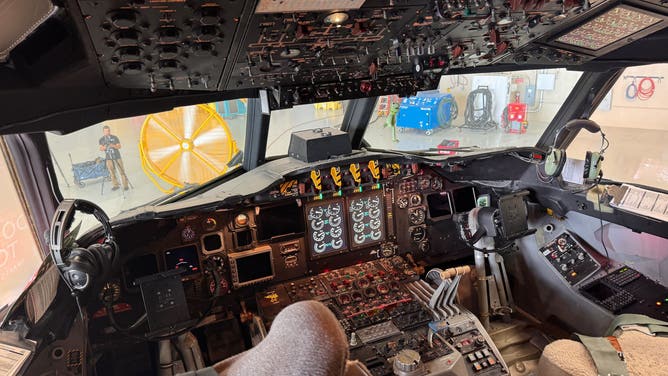 Cockpit of a P-3 Orion aircraft.