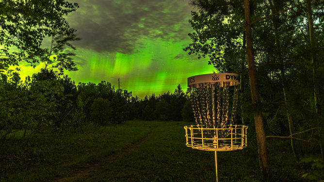 A Michigan photographer captured these views of the Northern Lights over Hancock, Michigan early on Thursday, May 29, 2025 during a strong geomagnetic storm.