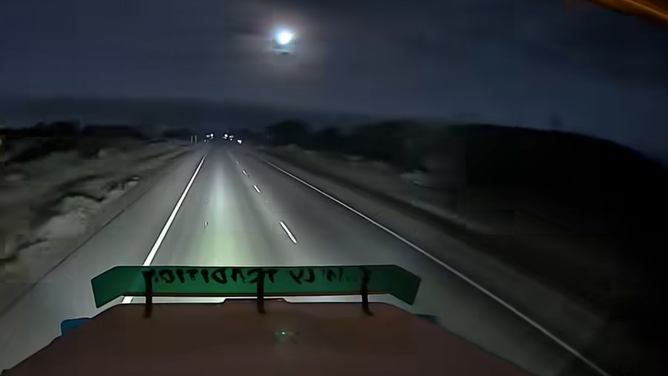A bright meteor, known as a bolide, crashes across the sky in Australia on May 11, 2025.