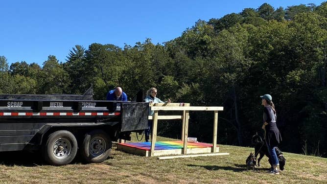 The new Rainbow Bridge built by Papa Scrap in Lake Lure, North Carolina.