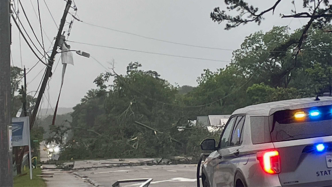 This image shows damage left behind after severe weather in Aiken County, South Carolina, on Monday, May 12, 2025.