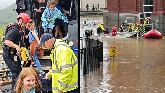 Swift h2o  rescue operations astatine  Westport Elementary School successful  Allegany County, Maryland connected  May 13, 2025.
