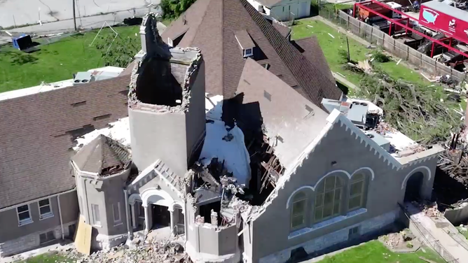 Drone footage of Centennial Christian Church aft  the tornado.