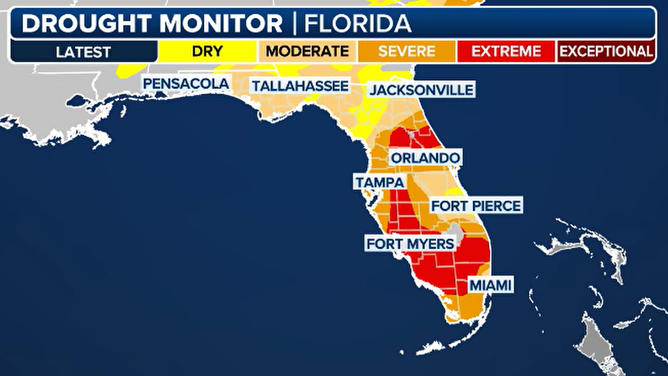 Florida drought monitor as of 5/9/2025