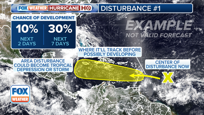 This graphic shows the chances of tropical development and where it could develop.