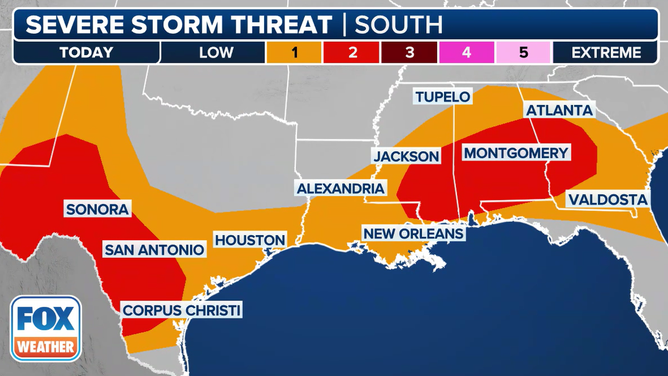 This graphic shows the severe weather threat for Tuesday, May 27, 2025.