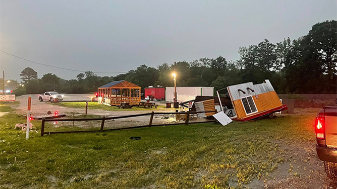 Damage is seen in Washington County, Arkansas, after severe weather and tornadoes on Monday, May 19, 2025.