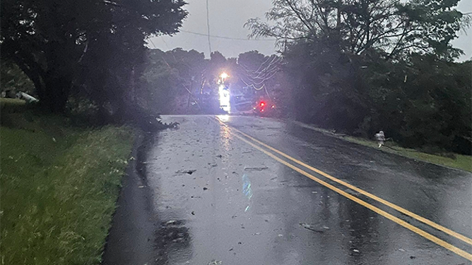 Damage is seen in Washington County, Arkansas, after severe weather and tornadoes on Monday, May 19, 2025.