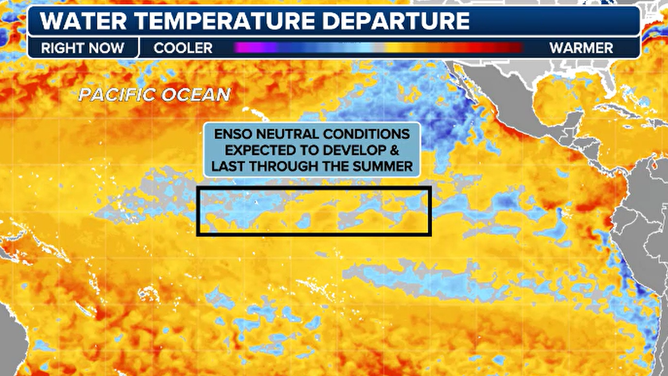 Water temperatures in the Pacific as of 5/14/2025.