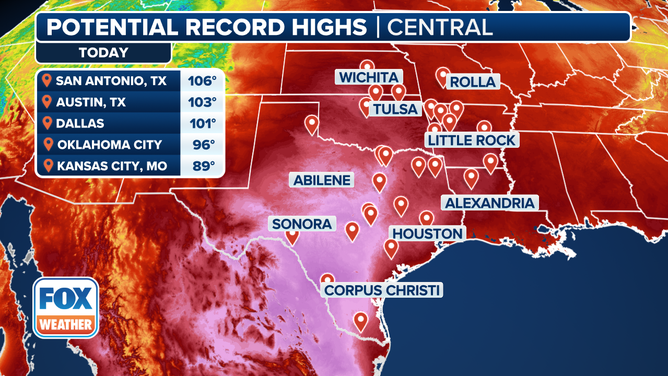 A look astatine the imaginable record-high temperatures connected Wednesday.