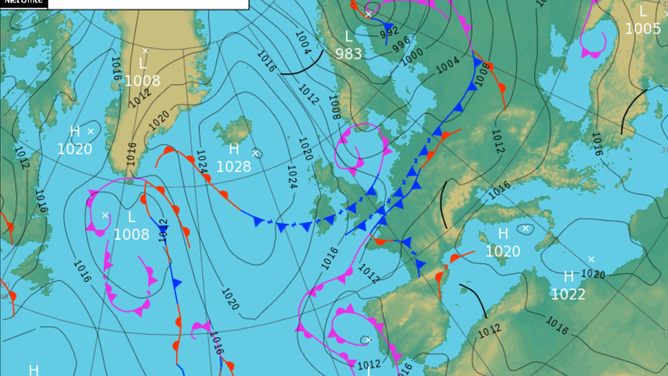 Weather map for Europe