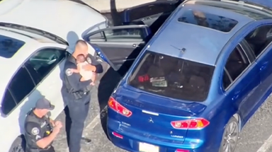 Watch: Heroic California police officers save baby from inside locked, scorching car in Corona