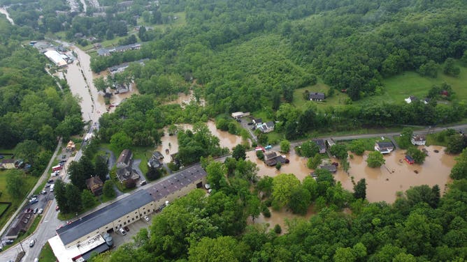 Aerial view of flooding in Murrysville.
