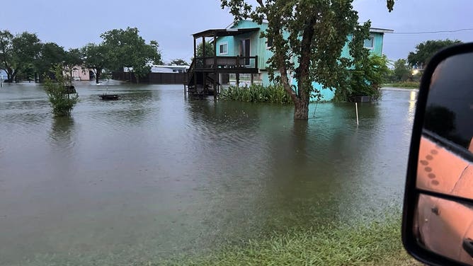 Photos show flooding across Matagorda, Texas on June 12, 2025. Photos taken early Thursday morning, showing homes and vehicles flooded across the South Texas Community after heavy rainfall.