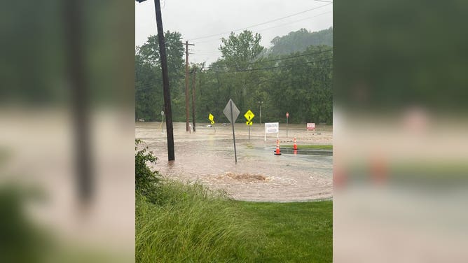 High floodwaters in Murrysville, PA.