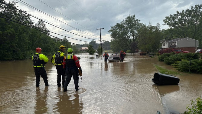 First responders at scene of water rescue.