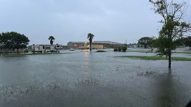 Photos show flooding across Matagorda, Texas on June 12, 2025. Photos taken early Thursday morning, showing homes and vehicles flooded across the South Texas Community after heavy rainfall.