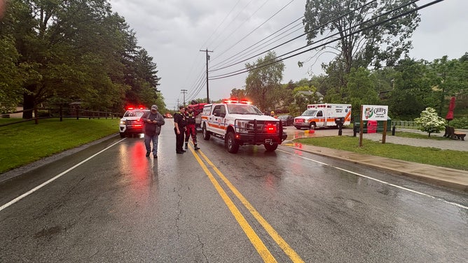 Crews respond to water rescues during flooding in Murrysville.