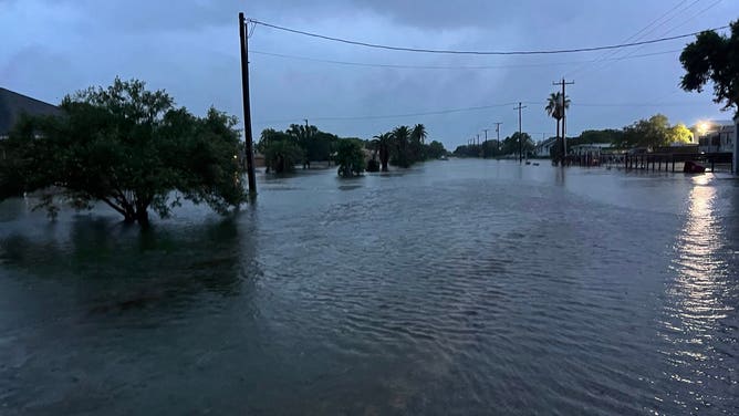 Photos show flooding across Matagorda, Texas on June 12, 2025. Photos taken early Thursday morning, showing homes and vehicles flooded across the South Texas Community after heavy rainfall.
