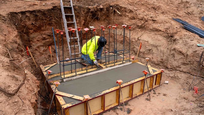 Building the base for the Emerald Pools Bridge construction