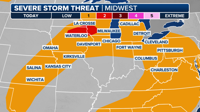 This graphic shows the severe weather threat for Thursday, June 26, 2025.