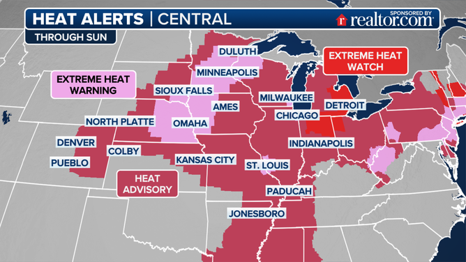 Heat Alerts in the Central US through Sunday, June 22.