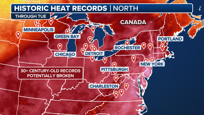 Historic heat records in the north.