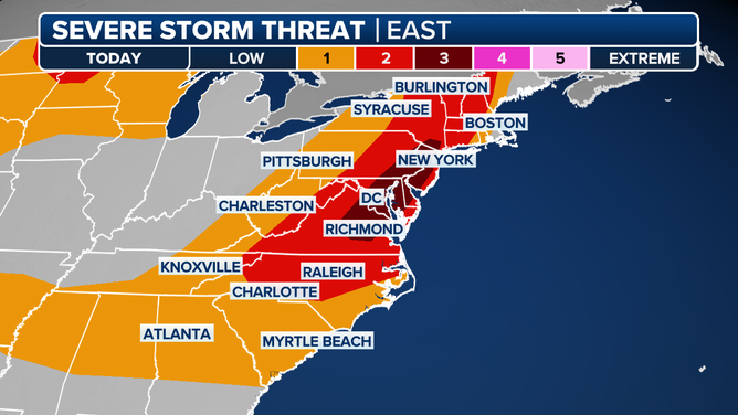 This graphic shows the severe weather threat for Thursday, June 19, 2025.