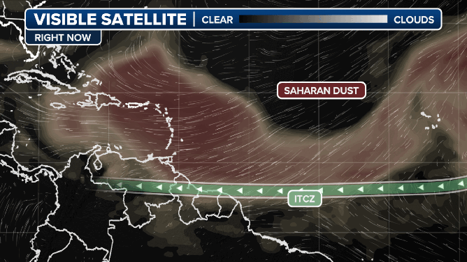 Current and future Saharan Dust tracks through this weekend.