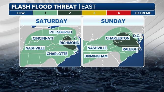 Eastern US weekend flooding risk outlook