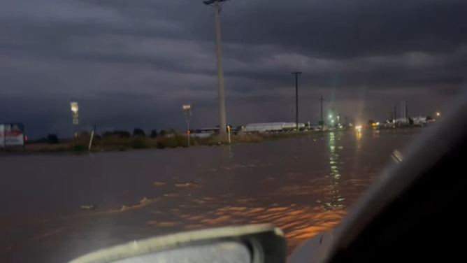 Flash flooding in Lubbock, Texas in the wake of severe storms on June 5, 2025.