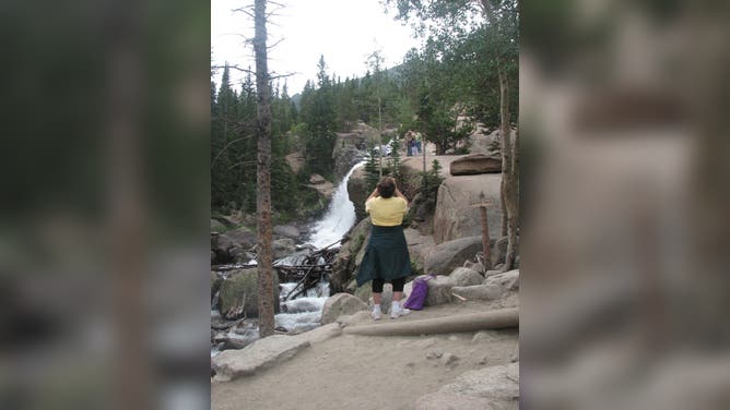 Glacier Creek roars down the rocks at Alberta Falls, a popular destination for hikers, in the Rocky Mountain National Park in Colorado.