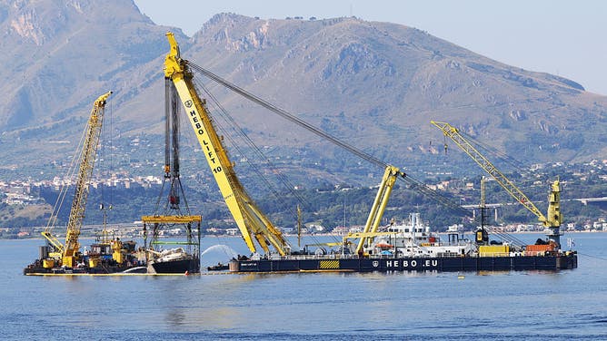 Wreck of the luxury yacht 'Bayesian' remerges from the waters at Porticello