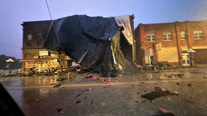 Apparent Tornado damage in McAlester, Oklahoma