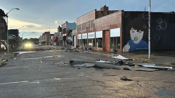 Apparent Tornado damage in McAlester, Oklahoma