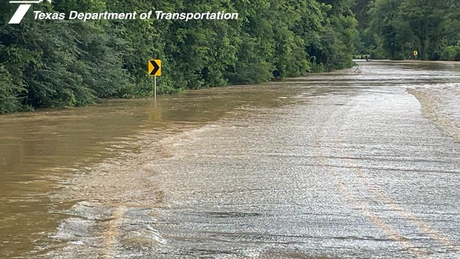 Heavy rainfall on 6/12/2025 causes flooding around Houston County, Texas.